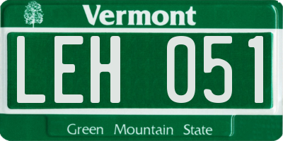 VT license plate LEH051