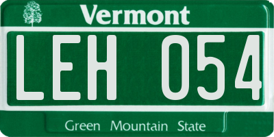 VT license plate LEH054