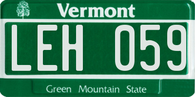 VT license plate LEH059