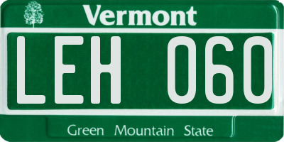 VT license plate LEH060