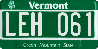 VT license plate LEH061