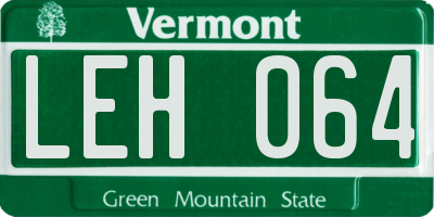 VT license plate LEH064