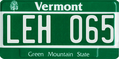 VT license plate LEH065