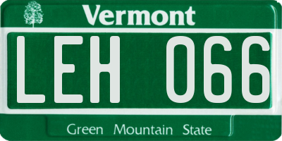 VT license plate LEH066