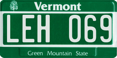 VT license plate LEH069
