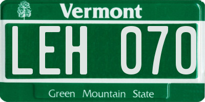 VT license plate LEH070