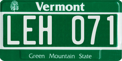 VT license plate LEH071