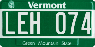 VT license plate LEH074