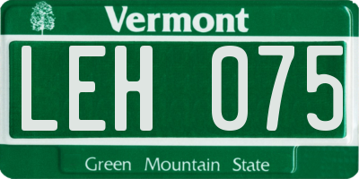 VT license plate LEH075