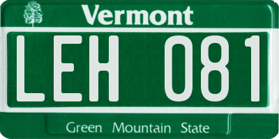 VT license plate LEH081
