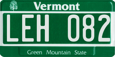 VT license plate LEH082