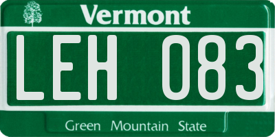 VT license plate LEH083