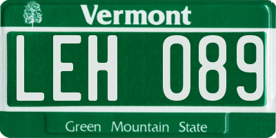 VT license plate LEH089