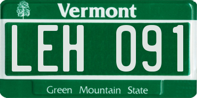 VT license plate LEH091