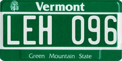 VT license plate LEH096