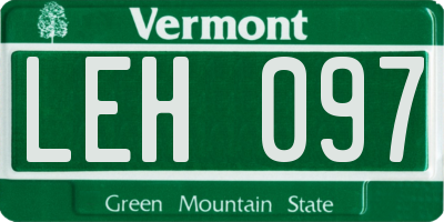 VT license plate LEH097