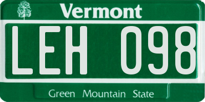 VT license plate LEH098