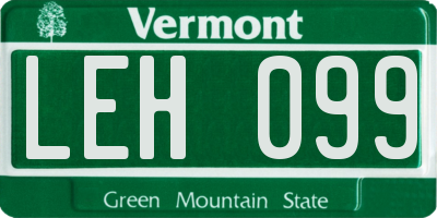 VT license plate LEH099