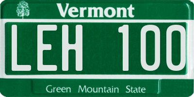 VT license plate LEH100
