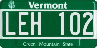 VT license plate LEH102