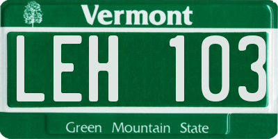 VT license plate LEH103
