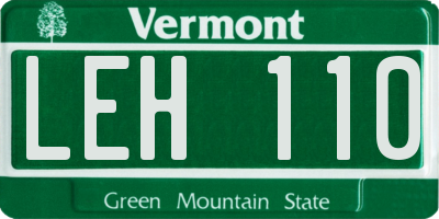 VT license plate LEH110