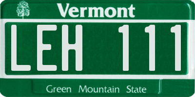 VT license plate LEH111