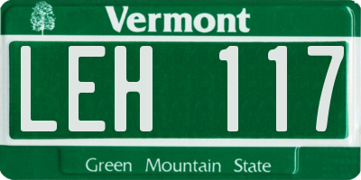 VT license plate LEH117