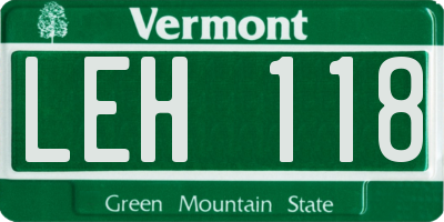 VT license plate LEH118