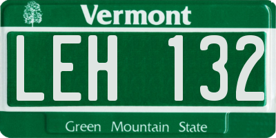 VT license plate LEH132