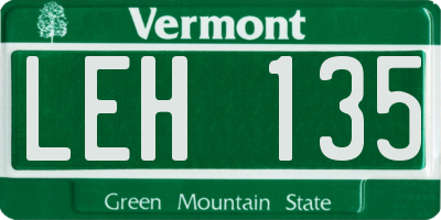 VT license plate LEH135