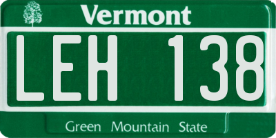VT license plate LEH138