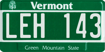 VT license plate LEH143