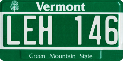 VT license plate LEH146