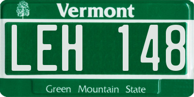 VT license plate LEH148