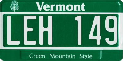 VT license plate LEH149