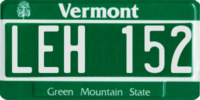 VT license plate LEH152