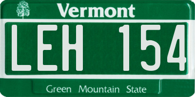 VT license plate LEH154