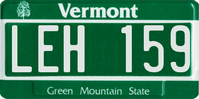 VT license plate LEH159