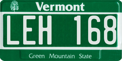 VT license plate LEH168