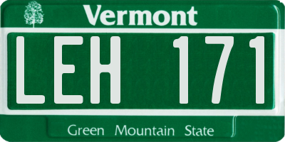 VT license plate LEH171