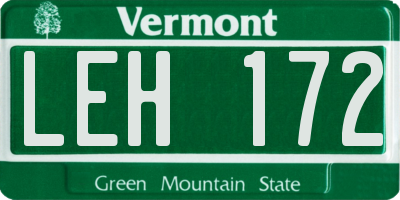 VT license plate LEH172
