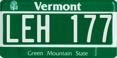 VT license plate LEH177