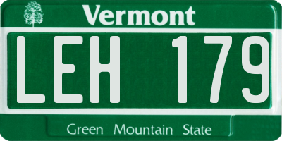 VT license plate LEH179
