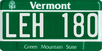 VT license plate LEH180