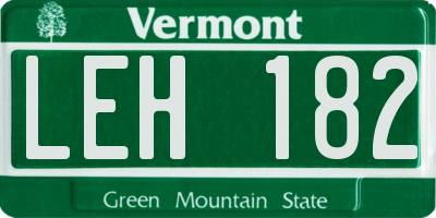 VT license plate LEH182