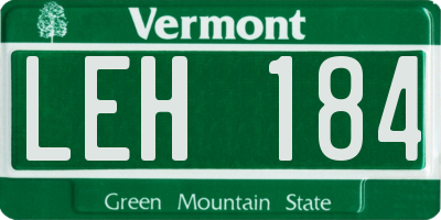 VT license plate LEH184