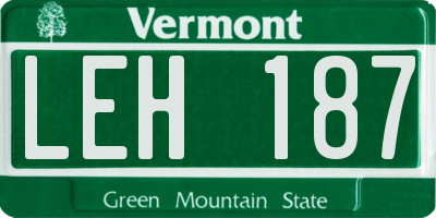 VT license plate LEH187