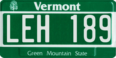 VT license plate LEH189