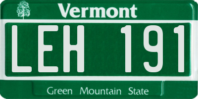 VT license plate LEH191